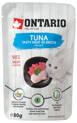 Konservi kaķiem – Ontario Pouch Tuna in Broth 6 x 80g