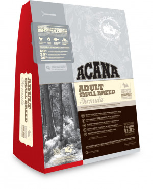 ACANA DOG ADULT SMALL BREED bezgraudu sausā barība suņiem 2kg Cena norādīta par 1 gb. un ir spēkā pasūtot 2 gb.