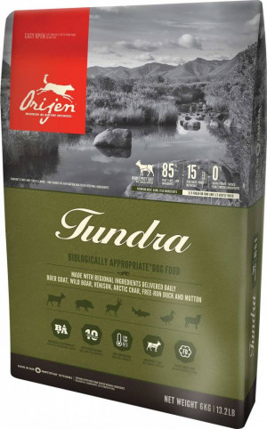 Orijen Tundra Dog bezgraudu sausā barība suņiem ar kazas, mežacukas, brieža gaļu 2kg Cena norādīta par 1 gb. un ir spēkā pasūtot 2 gb.