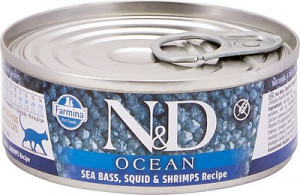 FARMINA N&D NATURAL & DELICIOUS Cat Ocean Tuna Squid Shrimp 6 x 70g