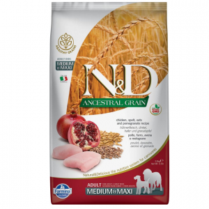 FARMINA N&D NATURAL & DELICIOUS Dog Low Grain CHICKEN & Pomegranate ADULT M/L 12kg