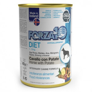Forza10 Hypoallergenic Diet Line Horse & Potato - konservi suņiem 400g Cena norādīta par 1 gb. un ir spēkā pasūtot 6 gb.