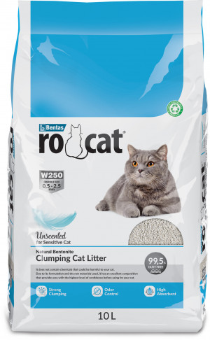 RoCat Unscented cementējošas smiltis kaķu tualetei 10L