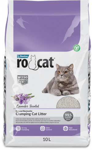 RoCat Lavander Perfumed cementējošas smiltis kaķu tualetei 10L