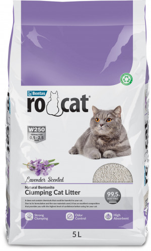 RoCat Lavander Perfumed cementējošas smiltis kaķu tualetei 5L