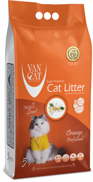 VAN CAT Orange - cementējošas smiltis kaķu tualetei 5kg Cena norādīta par 1 gb. un ir spēkā pasūtot 2 gb.