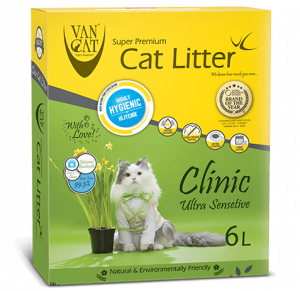 VAN CAT Clinic (Antibacterial) - cementējošas smiltis kaķu tualetei, antibakteriālas 6L