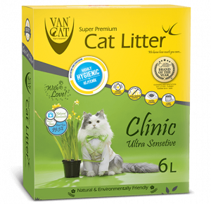 VAN CAT Clinic (Antibacterial) - cementējošas smiltis kaķu tualetei, antibakteriālas 6L Cena norādīta par 1 gb. un ir spēkā pasūtot 2 gb.