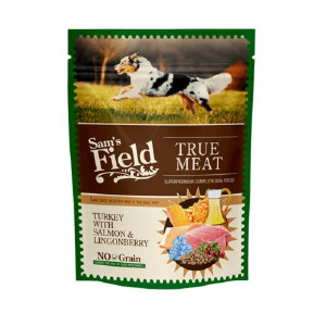 Sam's Field DOG POUCH Turkey with Salmon&Lingonberry 260g Cena norādīta par 1 gb. un ir spēkā pasūtot 6 gb.