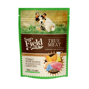 Sam's Field DOG POUCH Turkey with Salmon&Linseed oil for PUPPY 260g Cena norādīta par 1 gb. un ir spēkā pasūtot 6 gb.