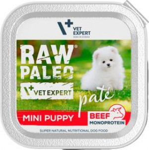 RAW PALEO PATE BEEF MINI PUPPY 150g. Cena ir norādīta par 1 gb. un ir spēkā pasūtot 6 gb