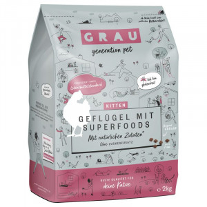 GRAU Kitten Geflügel mit Superfoods- sausā barība kaķēniem 0.4g