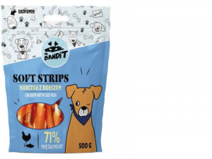 MR.BANDIT SOFT STRIPS CHICKEN/FISH /VISTAS/ZIVS STRĒMELES 500G