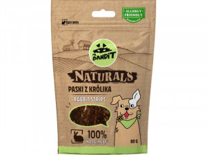 MR.BANDIT 100% NATURALS RABBIT STRIPES/TRUŠA GAĻAS SLOKSNĪTES - gardumi suņiem 80g