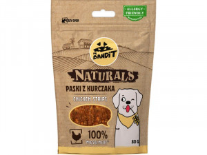 MR.BANDIT 100% NATURALS CHICKEN STRIPES/CĀĻA GAĻAS SLOKSNĪTES - gardumi suņiem 80g