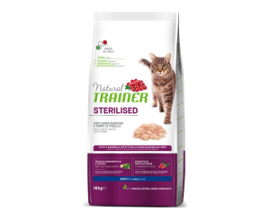 NATURAL TRAINER STERILISED CAT ADULT WHITE MEATS&PEA 10KG