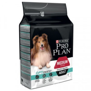 PRO PLAN Medium Adult Dog Sensitive Digestion OptiDigest - sausā barība vidēja lieluma šķirņu suņiem ar jutīgu gremošanas sistēmu 3kg