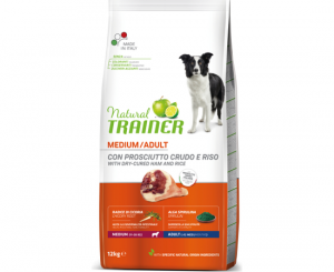 NATURAL TRAINER DOG MEDIUM ADULT DRY-CURED HAM&RICE 12KG