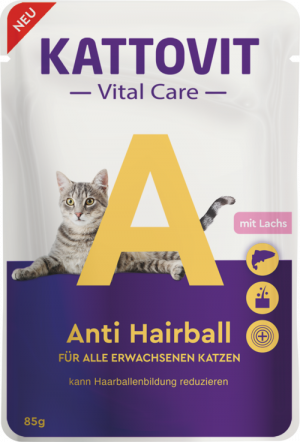 Kattovit Vital Care Anti Hairball  85g x 12gab. Cena norādīta par 1 gb. un ir spēkā pasūtot 12 gb.