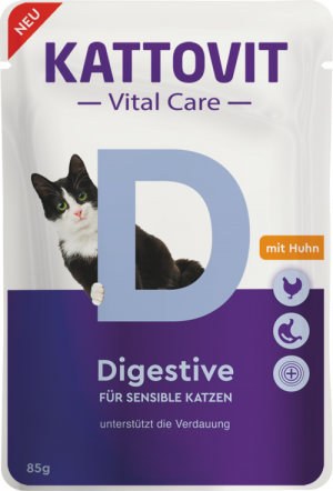 Kattovit Vital Care Digestive 85g x 12gab. Cena norādīta par 1 gb. un ir spēkā pasūtot 12 gb.