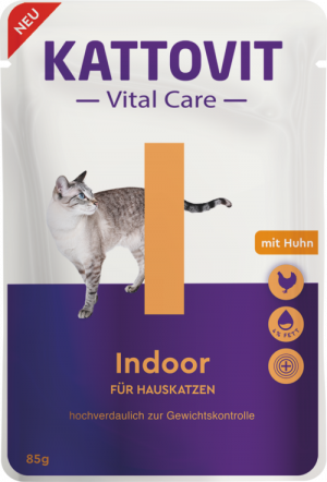 Kattovit Vital Care Indoor 85g x 12gab. Cena norādīta par 1 gb. un ir spēkā pasūtot 12 gb.