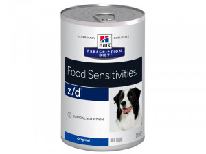 HILLS PD Hill's PRESCRIPTION DIET Z/D Canine Food Sensitivities- konservi suņiem 370g Akcija 4+1 dāvana
