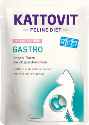 Kattovit Gastro Salmon & Rise kaķu konservi ar lasi un rīsiem  85g