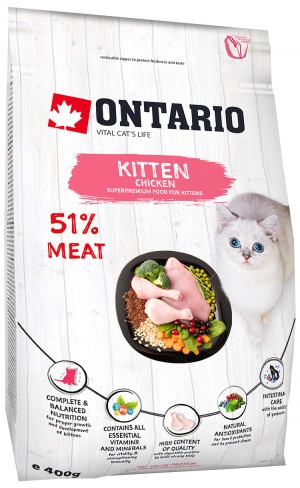 Ontario Cat Kitten sausā barība - vista 0.4 kg