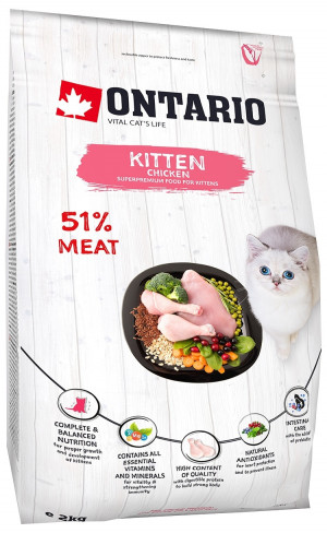 Sausā barība kaķēniem - Ontario Cat Kitten Chicken, 2 kg