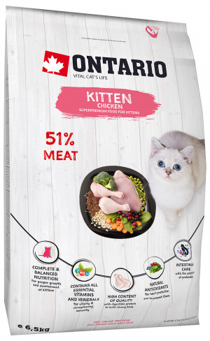 Ontario Cat Kitten sausā barība - vista 6.5 kg