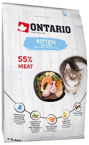 Sausā barība kaķēniem - Ontario Cat Kitten Salmon, 6.5 kg