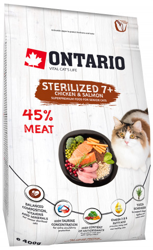Ontario Cat sterilised 7+ sausā barība  0.4 kg