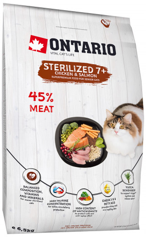 Ontario Cat sterilised 7+ sausā barība  6.5 kg
