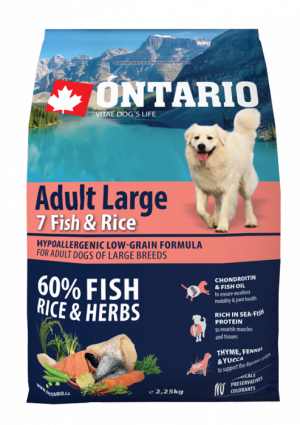 Ontario Dog Adult Large Fish & Rice - sausā barība suņiem 2.25 kg