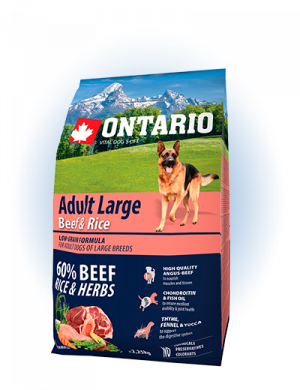 Ontario Dog Adult Large Beef & Turkey -  sausā barība suņiem 2.25 kg