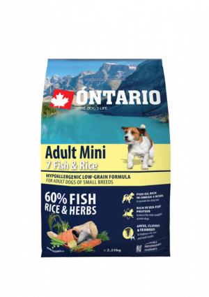 Sausā barība suņiem - Ontario Dog Adult Mini Fish and Rice, 2.25kg