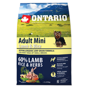 Sausā barība suņiem - Ontario Dog Adult Mini Lamb and Rice, 2.25kg