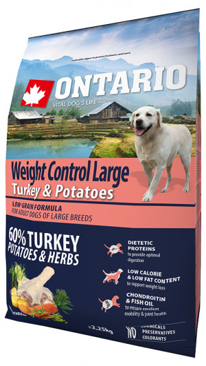 Ontario Dog Large Weight Control Turkey&Potatoes 2.25 kg