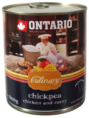ONTARIO Dog Culinary Chickpea, Chicken and Curry - konservi suņiem 800g