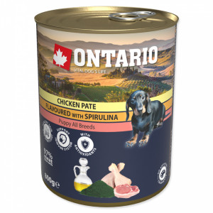 Konservi kucēniem : Ontario Dog Puppy Chicken Pate, Spirulina, Salmon oil 800g x 6