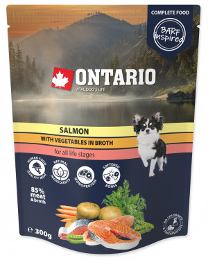 Konservi suņiem : Ontario Dog Salmon with vegetables in broth, 300g x 6