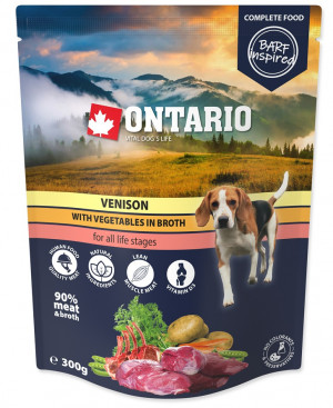 Konservi suņiem : Ontario Dog Venison with vegetables in broth, 300 g x 6