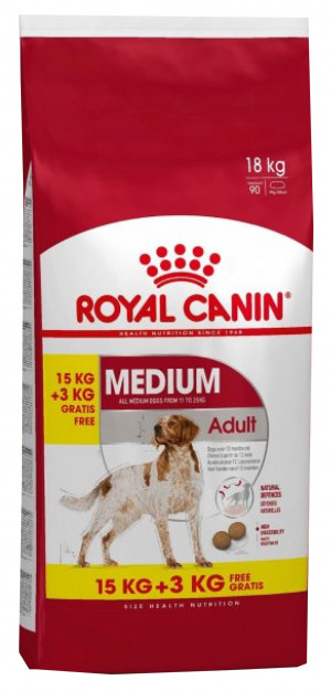 Royal Canin SHN Medium Adult 15 kg + 3kg Cena norādīta par 1 gb. un ir spēkā pasūtot 2 gb.