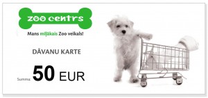 Dāvanu karte 50 EUR vērtībā pirkumiem Zoocentrs veikalos visā Latvijā