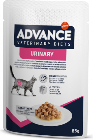 ADVANCE VETERINARY DIETS CAT URINARY 85gr x6gb. Cena norādīta par 1 gb. un ir spēkā pasūtot 6 gb.