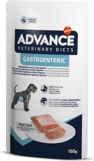 ADVANCE VETERINARY DIETS DOG GASTROENTERIC 150grx6gb. Cena norādīta par 1 gb. un ir spēkā pasūtot 6 gb.