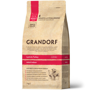 GRANDORF CAT Adult Indoor - jērs un tītars  2kg