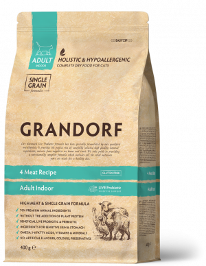 GRANDORF CAT Adult Indoor - 4 gaļas  400g