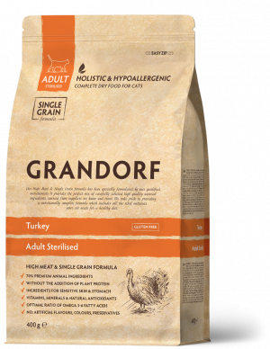 GRANDORF CAT Adult Sterilised - tītars 400g