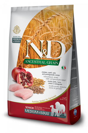 Farmina N&D DOG ANCESTRAL GRAIN CHICKEN POMEGRANATE SENIOR MEDIUM LARGE 12KG